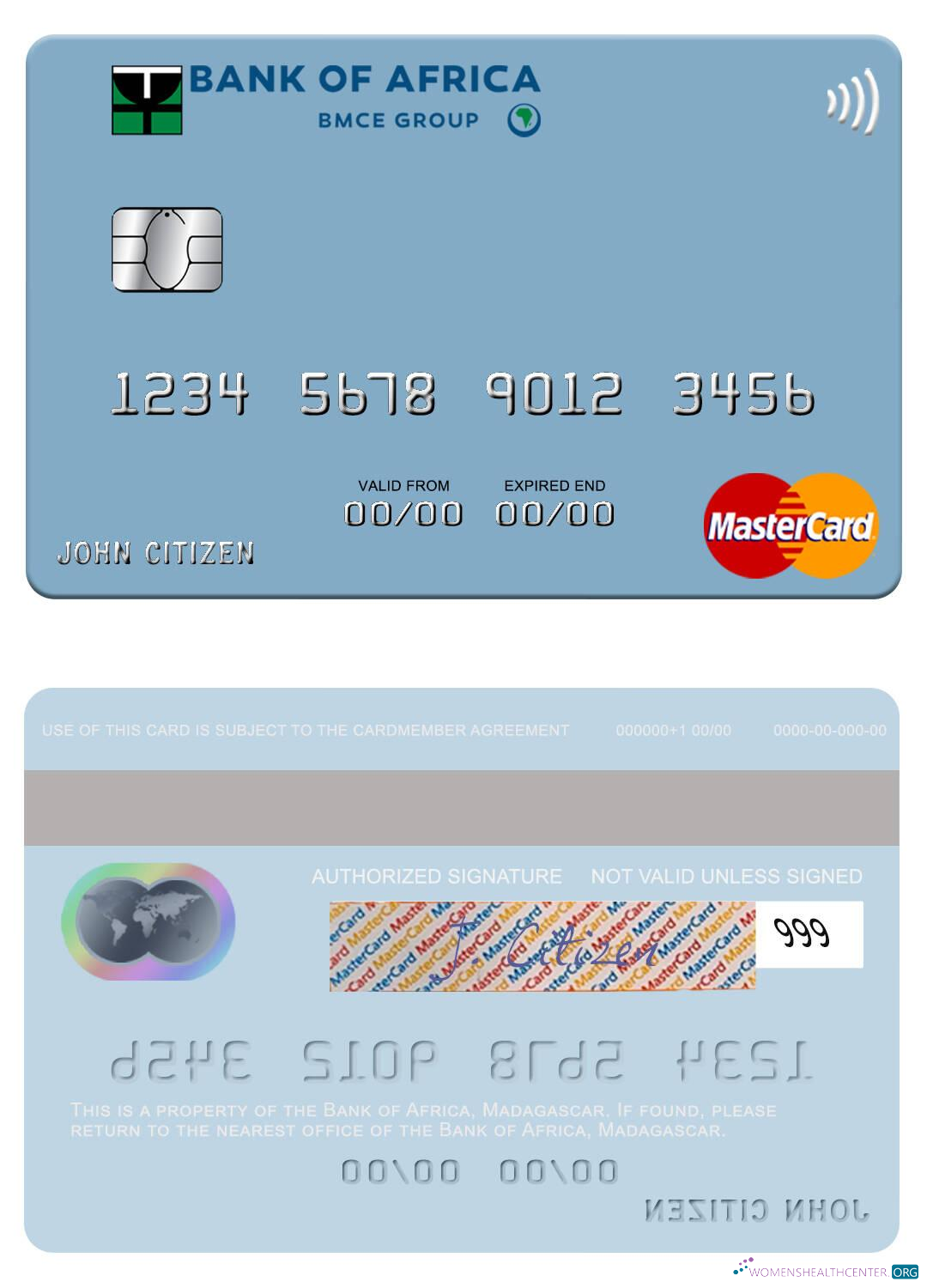 Download Madagascar Bank of Africa mastercard Photoshop template